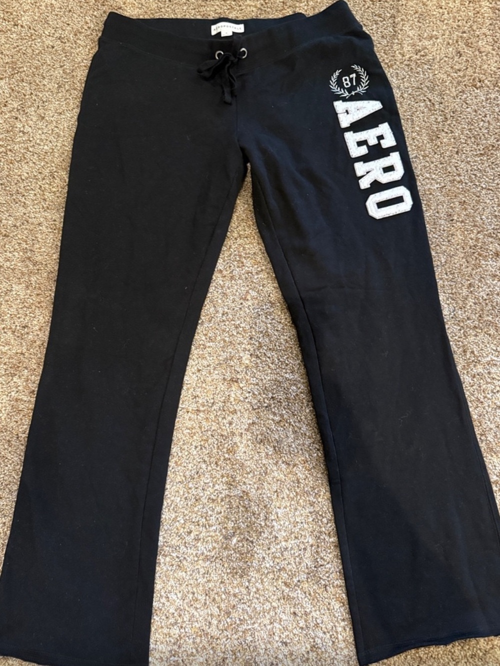 Aeropostale Black Sweatpants or Track Pants with White 'AERO' Logo